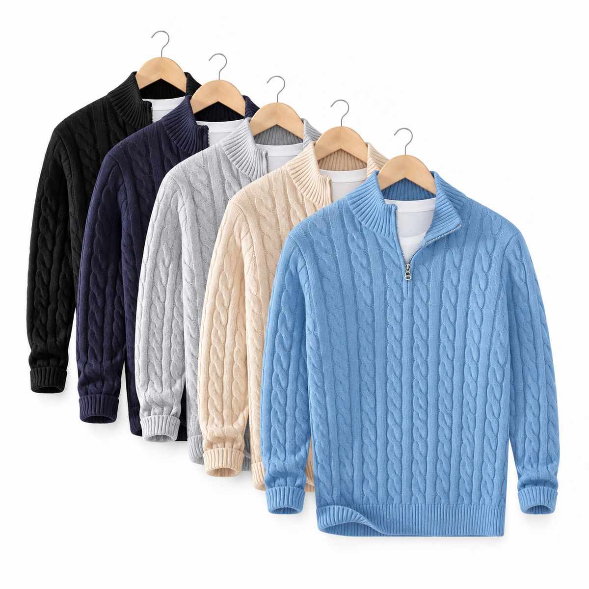Taebaek 5er-Set Zopfmuster-Pullover in fünf Farben