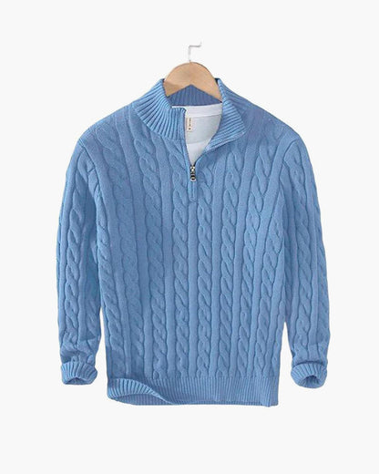 Taebaek Zopfmuster-Pullover in Hellblau