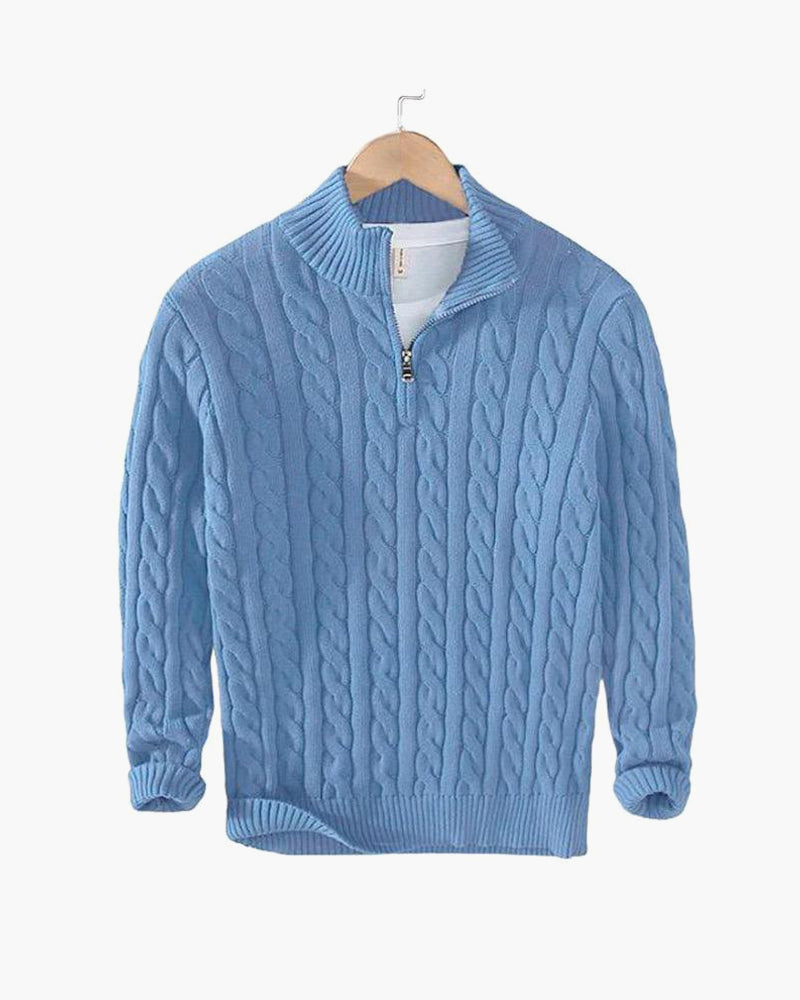 Taebaek Zopfmuster-Pullover in Hellblau