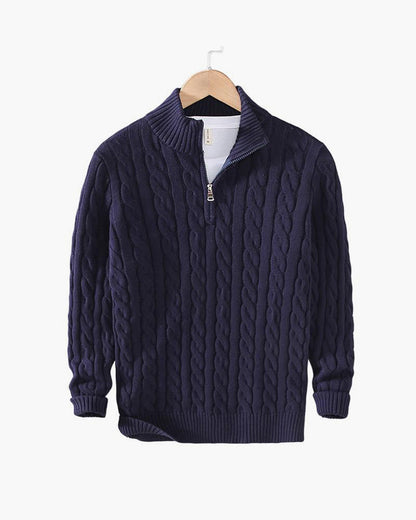 Taebaek Zopfmuster-Pullover in Marineblau