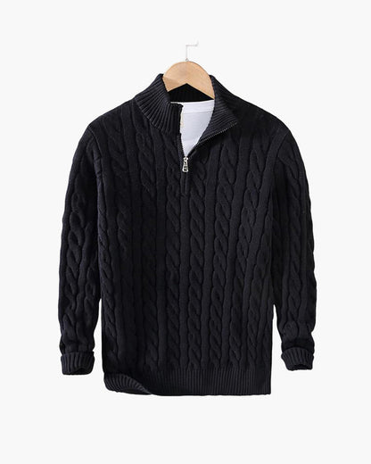 Taebaek Zopfmuster-Pullover in Schwarz
