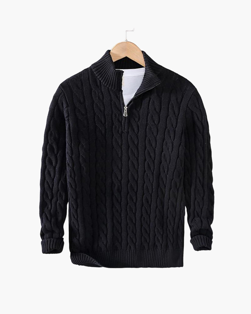 Taebaek Zopfmuster-Pullover in Schwarz